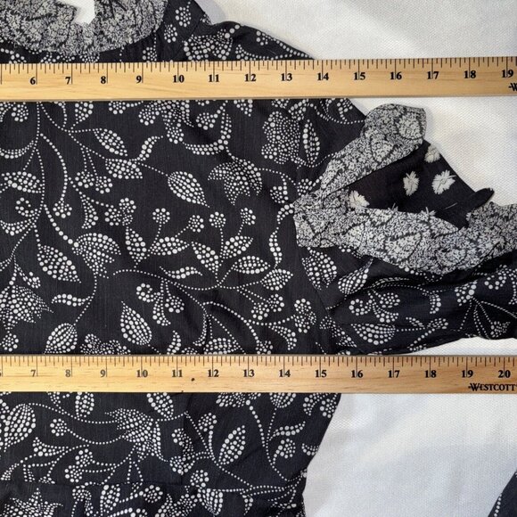NWT Isabel Marant Etoile Black White Floral Dress Ruffles Zip Long Sleeve Sz 36 - Picture 11 of 16